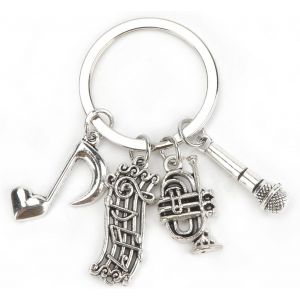 KAL-Porte Clés Musical, Microphone, Microphone, Pendentif Note, Cadeau Pour Les Amateurs De Chant, Les Joueurs D'Instruments De Musique, Porte Clés Mignon, Porte Clés Exquis, Cadeau Pour Les Femmes - Neuf