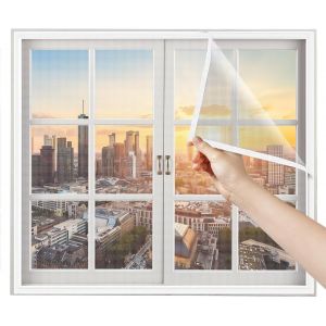 Moustiquaires pour Fenêtre Rouleau 80x120cm Blanc Moustiquaire Enroulable Moustiquaire Fenetre Enroulable Mosquitera Adhesiva para Ventanas - Neuf