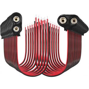 lbgwp60-20 Pièces Connecteur Pile 9V Connecteur Pile À Clips 9V Branchement Raccordement Fils De Pile À Clips 9 V Connecteur De Batterie 15Cm Connecteurs I Type T Type + Tube Thermorétractable - Neuf