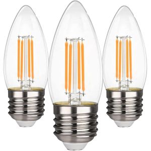 12v 24v Led E27 Ampoule À Vis,4w=40w,Blanc Chaud 2700k 12-24v Antique Rétro Candelabra C37 E27 Led Lights,Pour Voitures,Camping-Cars,Yachts,Bateaux À Vapeur,Caravanes,Bateaux,Lot De 3 - Neuf