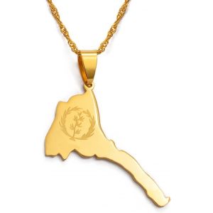 Collier Avec Pendentif Carte De L'érythrée - Pendentif Tendance Avec Drapeau National Et Carte Des Pays Africains Et Érythréens - Bijou Patriotique Pour Homme Et Femme - Neuf