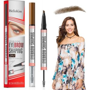 KALANKA-2in1 Gel Sourcils Crayon brow lift kit sourcil gel transparent fixateur feutre sourcil microblading crayon sourcils waterproof Coloration Double Extrémité(Marron clair¿ - Neuf