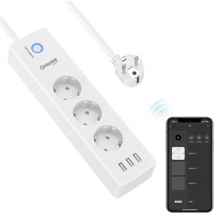 TYE-Multiprise Connectée WiFi, Intelligente 3 Prises 16A et 3 USB, Mesurer la Consommation électrique, Compatible avec Alexa et Google Home, Fonction de Minuterie, 1.5M, 2,4GHz - Neuf