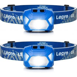 Lampe Frontale &Agrave; Piles, C500 Torche Frontale Led 1300lux Concentr&eacute;e Diffus&eacute;e 6 Modes Avec Lumi&egrave;re Rouge, Ipx4 &Eacute;tanche Ultra-L&eacute;ger Pour Course, Randonn&eacute;e, P&ecirc;che, Blue - Neuf