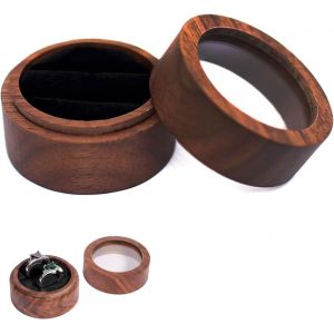 Mevronisshop-Ecrin Bague En Bois, Boite Alliance Mariage, Bo&icirc;te &Agrave; Bagues En Bois Rond Pour 2 Bagues, Id&eacute;al Pour Fian&ccedil;ailles, Mariage Et Saint-Valentin, Design &Eacute;l&eacute;gant Et Robuste, Fabrication Artisana - Neuf