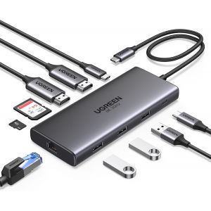 Revodok Pro 210 Hub Usb C Double Hdmi 4K60Hz 8K30Hz Extension 2 &Eacute;crans 10 En 1 Docking Station Accueil Adaptateur Ethernet Gigabit Pd 100W Charge Lecteur De Carte Sd Tf Multi Data Ports 3A1C - Neuf