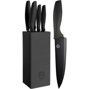 Vornixorsarlshopcouteaux De Cuisine Avec Bloc, Contient : Couteau D'office Universel, Couteau &Agrave; Viande Et Pain, Couteau De Chef, Acier Inoxydable, Manche Ergonomique, Noir, Toucher Doux - Neuf