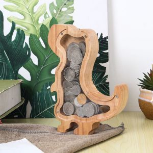 Tirelire en bois en forme de dinosaure, boîte d'épargne, cadeau pour enfants, décoration d'intérieur, tyrannosaure - Neuf