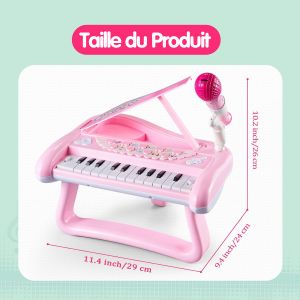 Clavier Piano Enfant 3 Ans, Norkbeng, Jouet Piano Enfant 22 Touches avec Microphone, Instrument de Musique Portable Multifonction, Cadeau pour Fille Gar&ccedil;on B&eacute;b&eacute; - Neuf