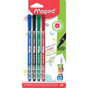 12 Feutres Graph'peps Stylo Feutre Pointe M&eacute;dium 0,8 Mm Pointe R&eacute;sistante Confort D'&eacute;criture Et Dessin &Eacute;tui De 12 Feutres Couleurs &Eacute;clatantes - Neuf