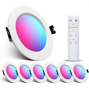 Spot Led Encastrable 220V, 10W Set De 6,Rgb+2700K Dimmable Smart Bluetooth &Eacute;clairage Plafond Encastr&eacute; Intelligent Avec Contr&ocirc;le App Pour Cuisine, Couloir, Chambre, Salon - Neuf