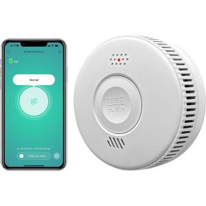 Détecteur De Fumée Wifi Avec Capteur Photoélectrique, Batterie Remplaçable, Veille 3 Ans, Détecteur De Fumée Intelligent, Notifications D'Application, Conforme À La Norme Tuv & En [MAT790987] - Neuf