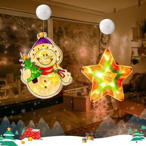 Kal-2 Pièces Lumières De Décoration De Noël,Lumières De Démarrage De Noël À Suspendre Avec Ventouse,Lumières De Ventouse De Fenêtre De Noël,Suspension Noel,Alimenté Par Pile,Deco De Noel Interieur (A - Neuf