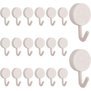 Crochets auto-adhésifs,20pcs Crochets en plastique robustes Porte-crochets de clé murale Porte-bas pour la porte de bureau de la cuisine à la maison (Whi - Neuf