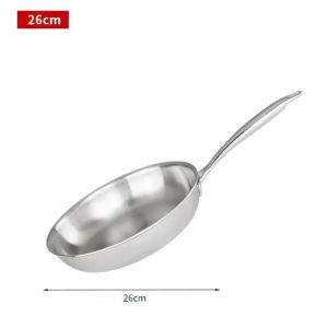 Poêle À Frire En Acier Inoxydable,Poêle Antiadhésive Pour Steak Frit,Ustensiles De Cuisine Non Revêtus Pour Cuisinière À Gaz Et Cuisinière À Induction-26cm-Frying Pan - Neuf