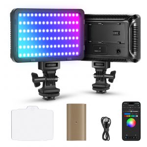 NEEWER RGB Lampe Vidéo avec Batterie NP-F750 4300mAh, Contrôle par APP, 360°,Couleur LED, Éclairage des Touches,CRI95&#43;,Dimmable,pour Studio,DSLR,Caméscope,Photographie, Enregistrement,Streaming,RGB176 - Neuf