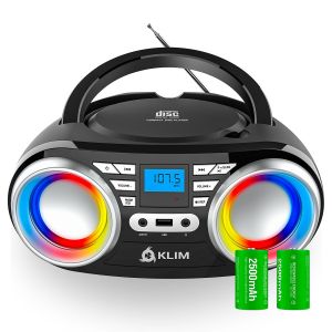 KLIM Boombox B3 + Poste Radio Lecteur CD Portable + Radio FM, CD, Bluetooth, USB, Bluetooth, MP3 + Mode filaire et sans fil - Neuf