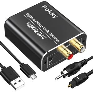 Dac Audio Avec Cable Audio Optique,192khz Convertisseur Numérique Analogique,Optique Toslink Vers Rca Adaptateur Audio,Pour Ps3,Ps4,Xbox,Hdtv,Blu-Ray - Neuf