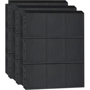 Mdy-Pochettes Pour Cartes, Double Page Protège Carte, 11 Troux, Transparents Jeu De Cartes Porte-Cartes Ensemble, Accessoires De Cartes À Collectionner (Noir Transparent, 80 Feuilles 1440 Poches) - Neuf