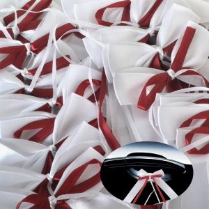 50 Noeuds En Satin Bordeaux Antenne De Voiture/Décorations De Mariage - Neuf