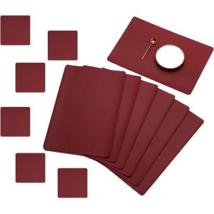 Sjzg-Lot De 6 Sets De Table Et Dessous De Verre En Plastique, Antid&eacute;rapants Et Lavables Pour Table De Salle &Agrave; Manger, Faciles &Agrave; Nettoyer (Rouge) - Neuf