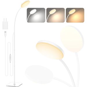 Lampadaire,[3 Couleurs & 10 Luminosités] Liseuse Led Fine Sur Pied,Lampadaire Flexible Réglable Par Variateur Pour Chambre D'enfant,Bureau,Salon,Coin Lampe De Chevet.[J2] - Neuf