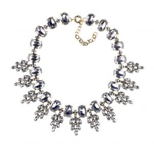 Femmes R&eacute;tro Feuille Forme Strass Pendentif Alliage Cha&icirc;ne Collier Bijoux Cadeau (Blanc Transparent) - Neuf