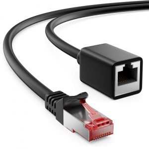 KAL-1M Cat6 Câble De Raccordement Extension Pour Ethernet Lan Câble Réseau Câble Internet - Rj45 Mâle À Rj45 Femelle S/Ftp Pimf 250 Mhz Cuivre - Noir - Neuf