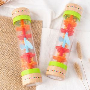 Bâton De Pluie 2 Pièces, Mini Hochet Musical, Jouet En Bois Rouge - Neuf