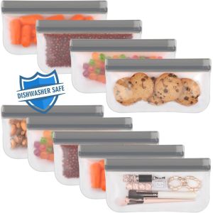 Lot De 10 Sac Congelation ,Sans Bpa,Sacs S De Snack,Sacs De Alimentaires Étanches Pour Mariner Viandes,Céréales,Légumes,Organisation À Domicile (Gris) - Neuf