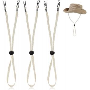 Meimie-Corde Coupe-Vent Pour Chapeau, 3pcs Chapeaux Cordon De Menton Amovible Corde Coupe-Vent Réglable Chapeau Sangle Clips Chapeau Menton Cordon Chapeau Cordes Pour Le Vent(Jaune) - Neuf