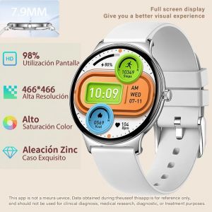 2025 Nouvelle Montre Intelligente Nfc Dames 466*466 Hd Écran Traqueur De Santé Sport Voix Bluetooth Appel Smartwatch Femmes Pour Huawei Xiaomi.Silver.Ultra-Thin7.9Mm - Neuf