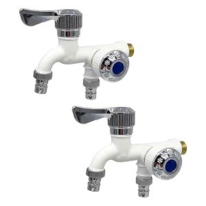 2PCS 2 voies robinet séparateur de robinet de jardin séparateur blanc - Neuf