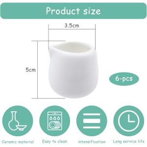 Mevronisshop-6 Pi&egrave;ces Mini Pichet En C&eacute;ramique Pichet &Agrave; Lait 50ml Mini Pichet Cr&eacute;mier Petite Cruche &Agrave; Sauce Mini Pot &Agrave; Lait Porcelaine Pot &Agrave; Lait Pour Caf&eacute; Miel Lait Confiture Th&eacute; - Neuf