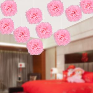 Hjlian Lot De 10 Boules De Fleurs En Papier A Suspendre Pour Mariage, Decoration D'interieur Ou D'exterieur (Rose Clair, 15 Cm) - Neuf