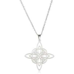 Kal-Collier Noeud De Sorci&egrave;re Pour Femme En Acier Inoxydable Avec Pendentif Noeud Celtique Irlandais &Agrave; 4 Pointes - Neuf