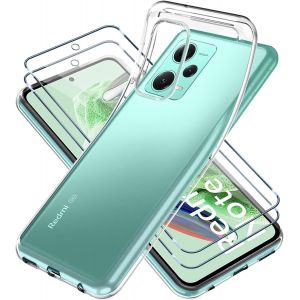 Eryi-Coque Pour Xiaomi Redmi Note 12 5g/4g/Poco X5 5g Avec 2 Verre Trempé Protection Écran,Housse Etui Silicone Tpu Souple Transparente Film Protection,Antichoc Case Pour Redmi Note 12 6.67 - Neuf