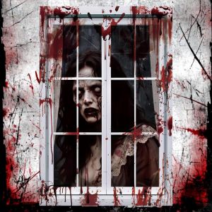 Cauc-D&eacute;corations De Fen&ecirc;tre D'halloween, Rideaux D'halloween Effrayants Avec Motifs Terribles Pour Fen&ecirc;tre, Rideau De Fen&ecirc;tre Fant&ocirc;me D'halloween Pour Fen&ecirc;tre, Mur - Neuf