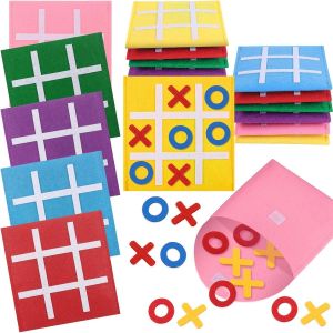 12pcs Jeu Tic-Tac-Toe Mini En Feutrine,Jeu De Societe De 12x12 Cm En 6 Couleurs,Jeux De Soci&eacute;t&eacute; De Type Puzzle,Jeux Societe Pour F&ecirc;te Maison &Eacute;cole,Cadeau Anniversaire Enfants Invites - Neuf