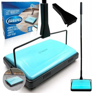 NouvelHorizonstore-Balayeuse manuelle sans fil pivotante sans fil l&eacute;g&egrave;re avec brosse en crin de cheval avec peigne de nettoyage &iquest; Parfait pour nettoyer les sols durs, les poils d'animaux et les tapis - Neuf