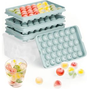 Kalanka-3 Pi&egrave;ces Bac A Glacons Avec Couvercle Moule Glacon Silicone Moules Silicone Sans Bpa, Faciles &Agrave; Retirer Pour Cocktails, Whisky, Vin, Fruits, Pur&eacute;es De Fruits, Glaces(Bleu) - Neuf