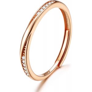 Kahfl-2mm Bague En Argent 925 Femme R&eacute;glable Avec Zircone Classique Minimaliste Bague De Fian&ccedil;ailles Anneau Pour Mariage Alliance Anniversaire Bijoux Femme Argent/Or/Or Rose - Neuf