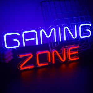 CHENG-zone de jeu néon signe, Rouge et bleu zone de jeu LED néon, salle de jeux USB lettre jeu néon, chambre à coucher salle de jeux néon signe cadeau pour les joueurs - Neuf