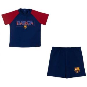 12 Mois - T-Shirt + Short - Fc Barcelone - B&eacute;b&eacute; - Manches Courtes - Respirant - Bleu - Neuf