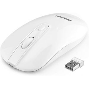 Souris sans Fil Rechargeable, Mini Souris Optique sans Silence Click, 2.4G Souris Ordinateur, Souris Portable avec Récepteur Nano, 2400 DPI 5 Niveaux Réglable, Câble USB.[F314] - Neuf