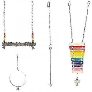 4pcs jouets de poulet pour poules : xylophone,balançoire,miroir et porte-fruits,enrichissement de l'activité de volaille - Neuf