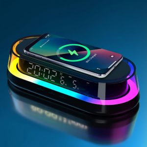 Lampe De R&eacute;veil Led,Lampe De Chevet Avec Station De Chargeur Sans Fil,R&eacute;veil Lumineux 3 Modes Intensit&eacute;,Lampe Ambiance Intelligente Rgb,Moderne Design Veilleuse Pour Chambre Salon. - Neuf