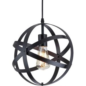 Suspension Luminaire Industrielle,Design Lampe Plafonnier Vintage En Métal Luminaires Suspension Abat-Jour Lustre Avec Douille E27 Applique D'eclairage Pour Salle À Manger Cuisine,220v,Ø30cm,Noir - Neuf