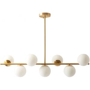 Subzonal-Lampe Suspendue Pour &Icirc;lot De Cuisine Moderne, Suspension &Agrave; 7 Lumi&egrave;res, Lustre En Globes De Verre Blanc Pour Salon, Salle &Agrave; Manger Et &Icirc;lot De Cuisine - Neuf