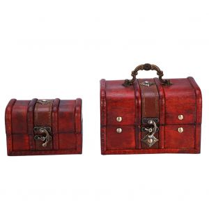 Coffret de rangement a bijoux classique en bois, lot de 2 pieces, organiseur - Neuf